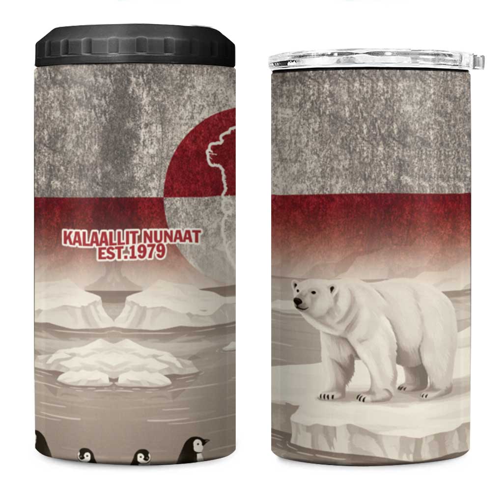 Greenland Flag Vintage 4 in 1 Can Cooler Tumbler Greenlander Flag With Polar Bear