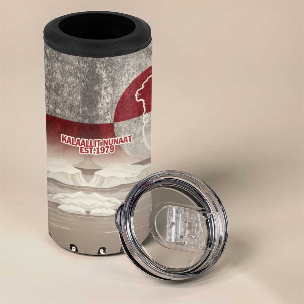 Greenland Flag Vintage 4 in 1 Can Cooler Tumbler Greenlander Flag With Polar Bear