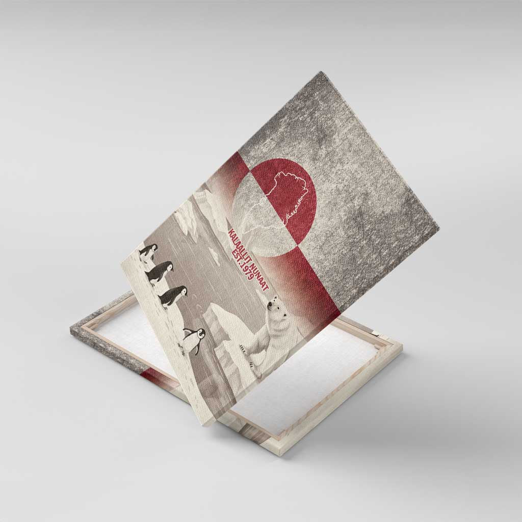 Greenland Flag Vintage Canvas Wall Art Greenlander Flag With Polar Bear