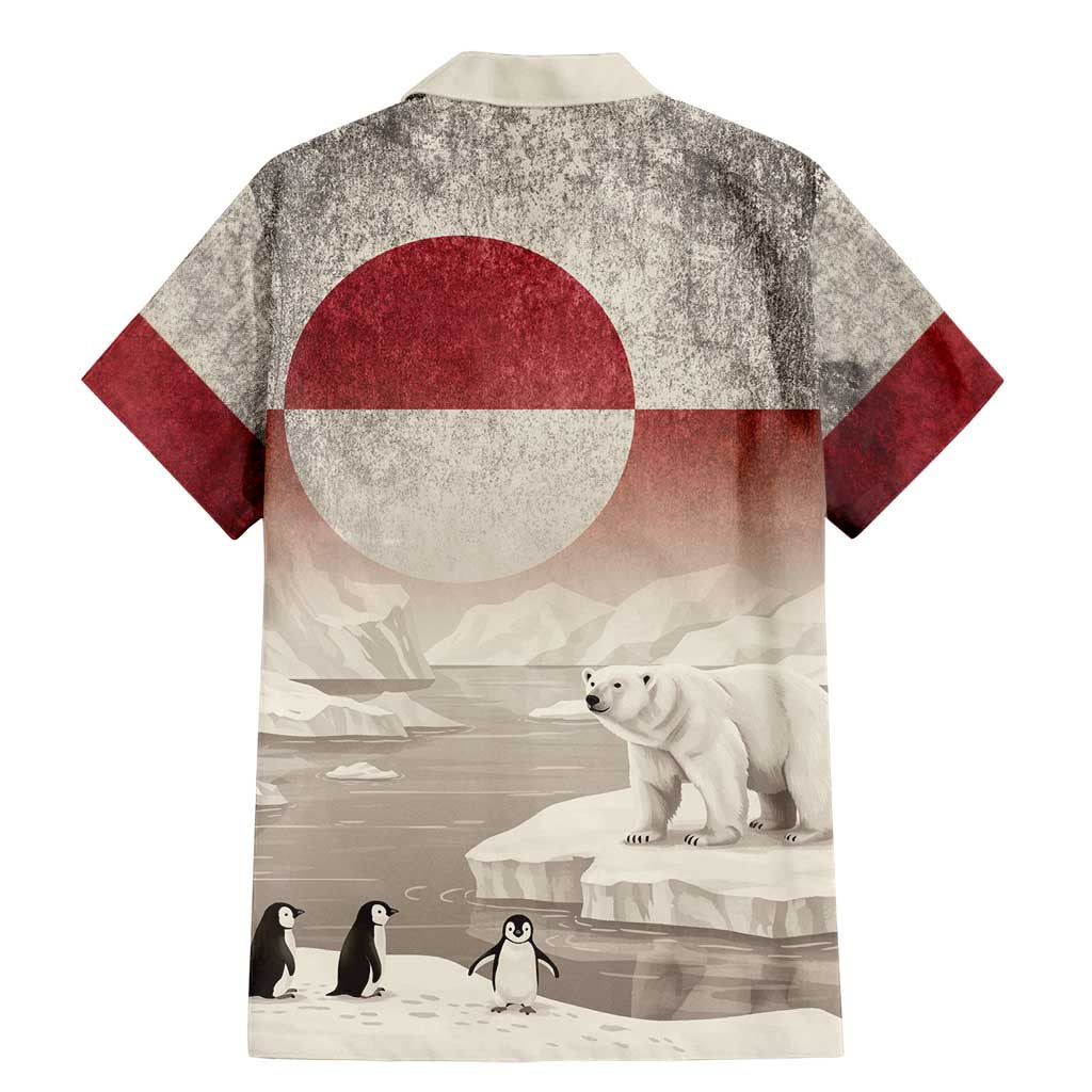 Greenland Flag Vintage Family Matching Mermaid Dress and Hawaiian Shirt Greenlander Flag With Polar Bear
