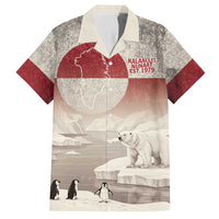 Greenland Flag Vintage Family Matching Off Shoulder Maxi Dress and Hawaiian Shirt Greenlander Flag With Polar Bear