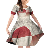 Greenland Flag Vintage Family Matching Off Shoulder Short Dress and Hawaiian Shirt Greenlander Flag With Polar Bear