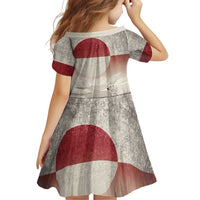 Greenland Flag Vintage Family Matching Off Shoulder Short Dress and Hawaiian Shirt Greenlander Flag With Polar Bear