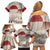 Greenland Flag Vintage Family Matching Off Shoulder Short Dress and Hawaiian Shirt Greenlander Flag With Polar Bear