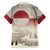 Greenland Flag Vintage Family Matching Off Shoulder Short Dress and Hawaiian Shirt Greenlander Flag With Polar Bear