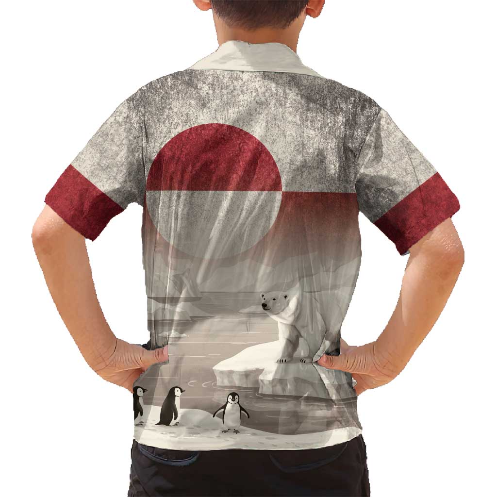 Greenland Flag Vintage Family Matching Puletasi and Hawaiian Shirt Greenlander Flag With Polar Bear