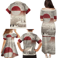 Greenland Flag Vintage Family Matching Puletasi and Hawaiian Shirt Greenlander Flag With Polar Bear
