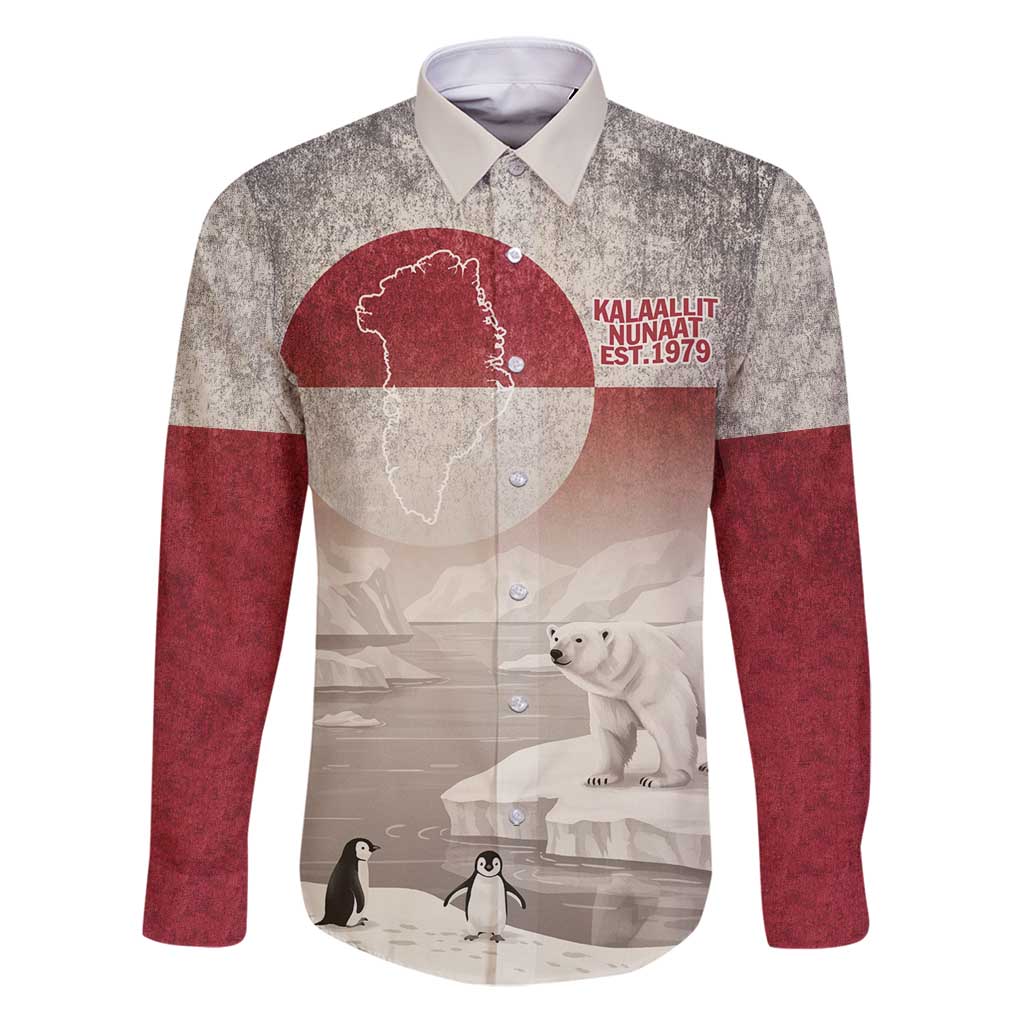 Greenland Flag Vintage Family Matching Puletasi and Hawaiian Shirt Greenlander Flag With Polar Bear