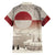 Greenland Flag Vintage Family Matching Short Sleeve Bodycon Dress and Hawaiian Shirt Greenlander Flag With Polar Bear