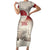 Greenland Flag Vintage Family Matching Short Sleeve Bodycon Dress and Hawaiian Shirt Greenlander Flag With Polar Bear