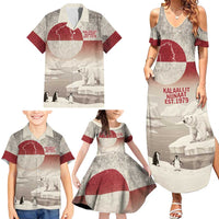 Greenland Flag Vintage Family Matching Summer Maxi Dress and Hawaiian Shirt Greenlander Flag With Polar Bear