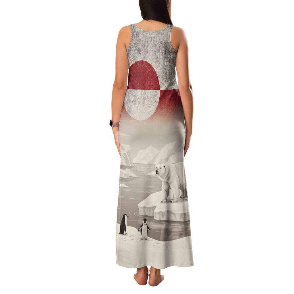 Greenland Flag Vintage Family Matching Tank Maxi Dress and Hawaiian Shirt Greenlander Flag With Polar Bear
