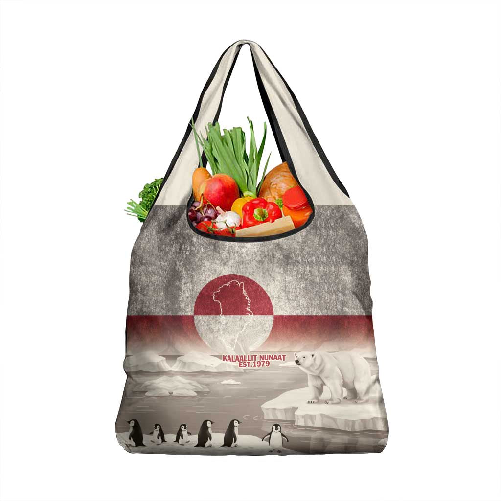 Greenland Flag Vintage Grocery Bag Greenlander Flag With Polar Bear