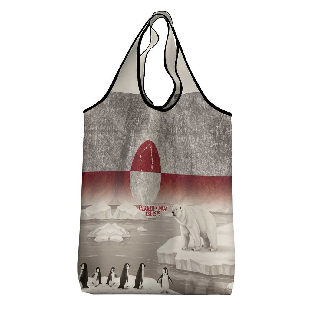 Greenland Flag Vintage Grocery Bag Greenlander Flag With Polar Bear