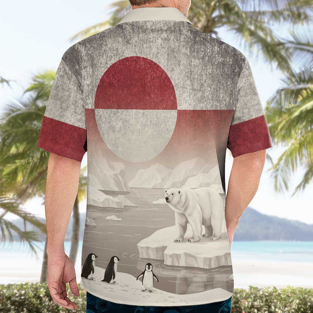 Greenland Flag Vintage Hawaiian Shirt Greenlander Flag With Polar Bear