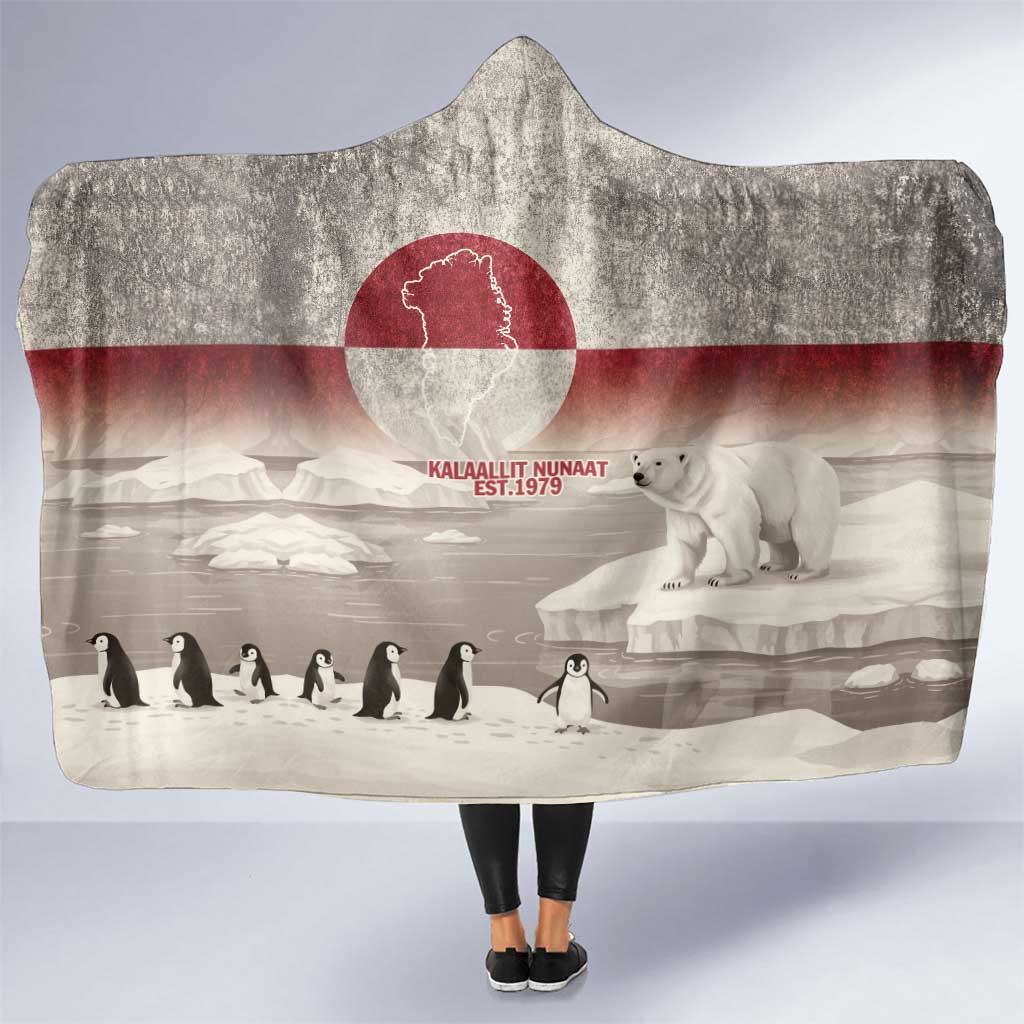 Greenland Flag Vintage Hooded Blanket Greenlander Flag With Polar Bear