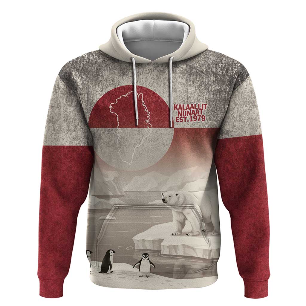 Greenland Flag Vintage Hoodie Greenlander Flag With Polar Bear