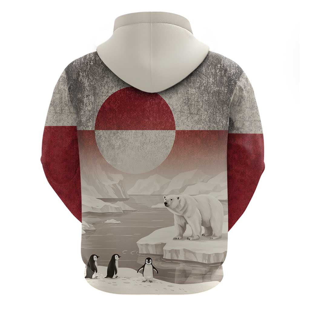 Greenland Flag Vintage Hoodie Greenlander Flag With Polar Bear