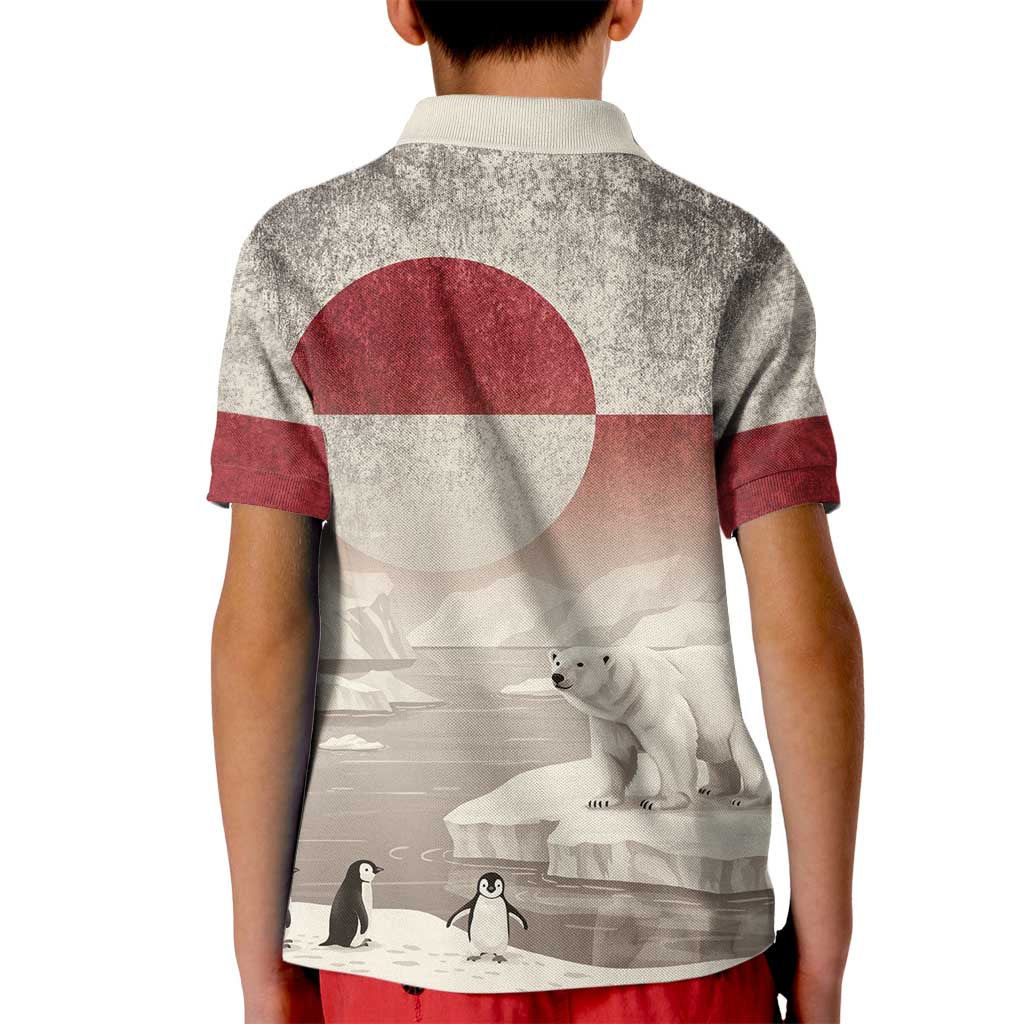 Greenland Flag Vintage Kid Polo Shirt Greenlander Flag With Polar Bear