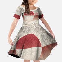 Greenland Flag Vintage Kid Short Sleeve Dress Greenlander Flag With Polar Bear