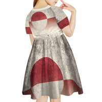 Greenland Flag Vintage Kid Short Sleeve Dress Greenlander Flag With Polar Bear