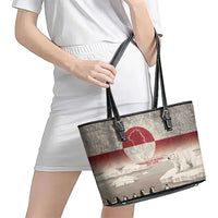 Greenland Flag Vintage Leather Tote Bag Greenlander Flag With Polar Bear