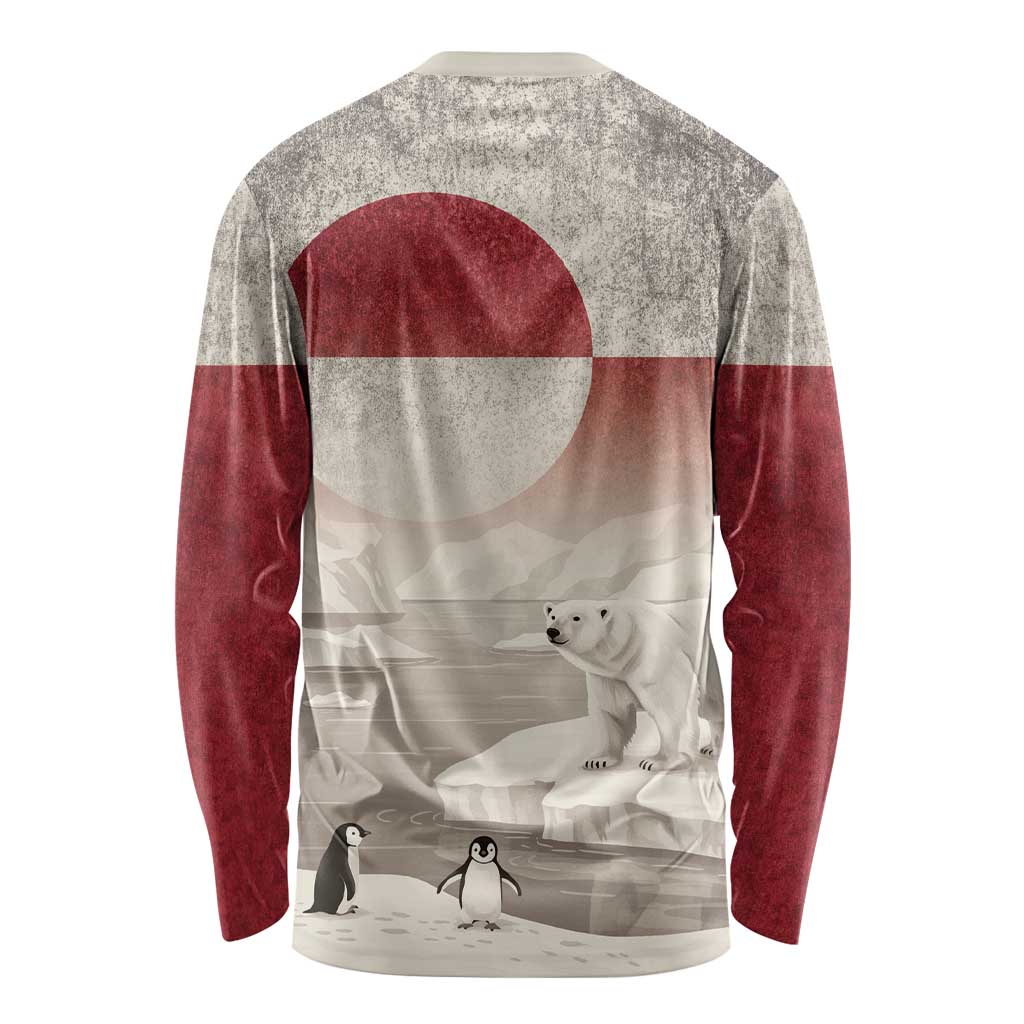Greenland Flag Vintage Long Sleeve Shirt Greenlander Flag With Polar Bear