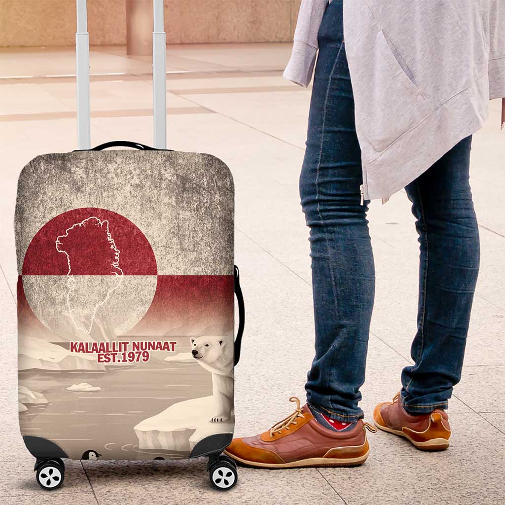 Greenland Flag Vintage Luggage Cover Greenlander Flag With Polar Bear