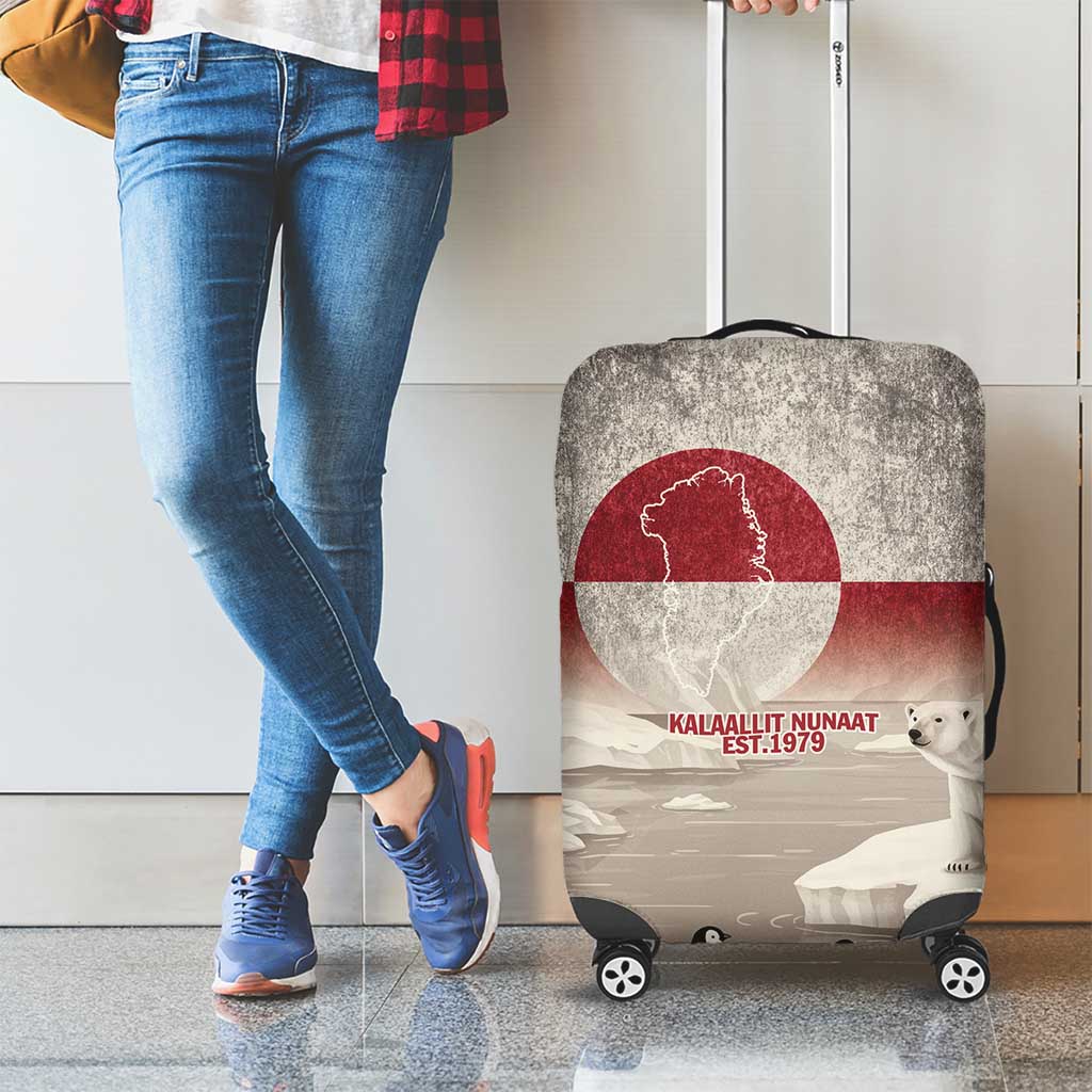 Greenland Flag Vintage Luggage Cover Greenlander Flag With Polar Bear