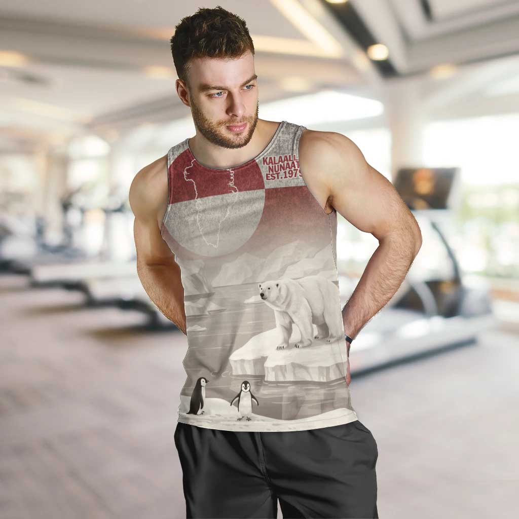 Greenland Flag Vintage Men Tank Top Greenlander Flag With Polar Bear