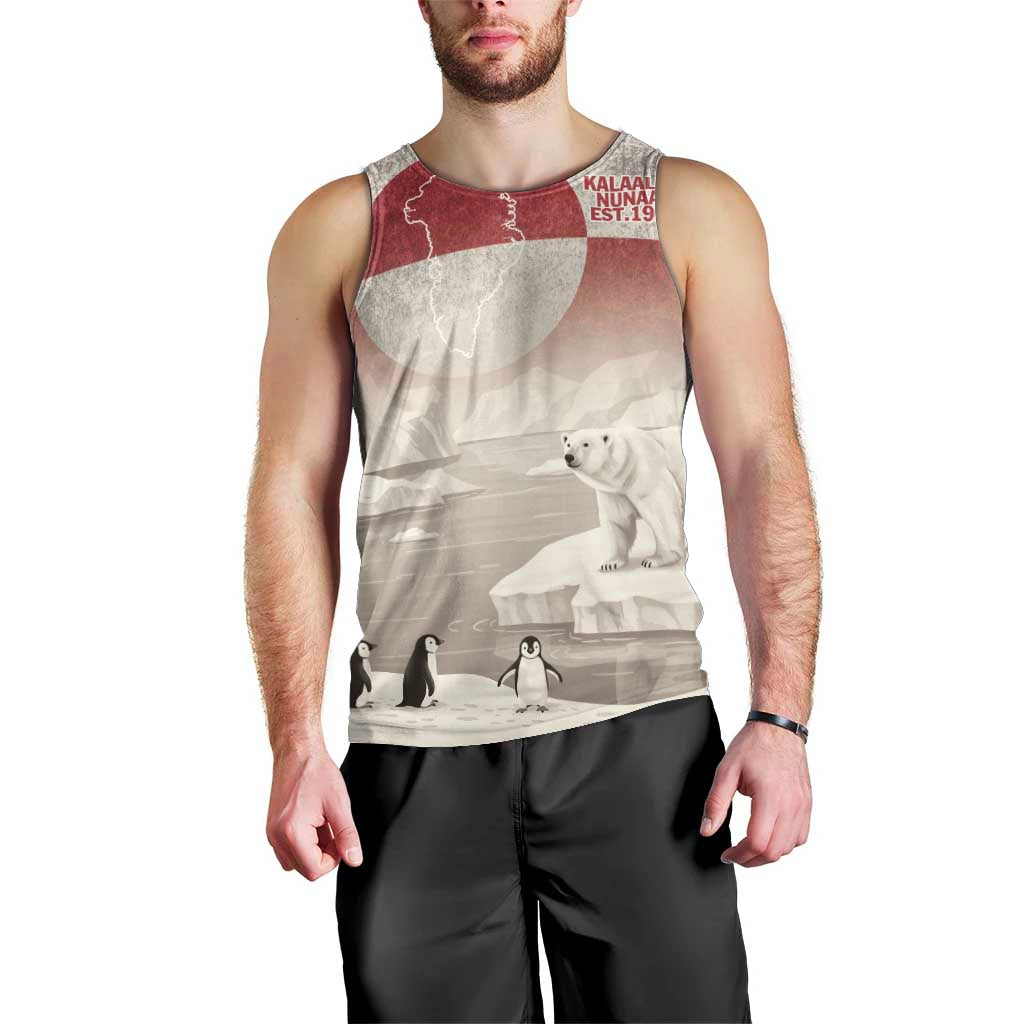 Greenland Flag Vintage Men Tank Top Greenlander Flag With Polar Bear