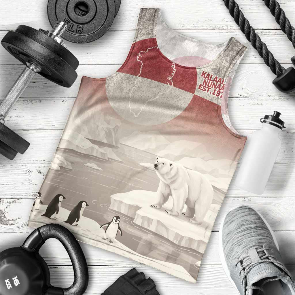 Greenland Flag Vintage Men Tank Top Greenlander Flag With Polar Bear