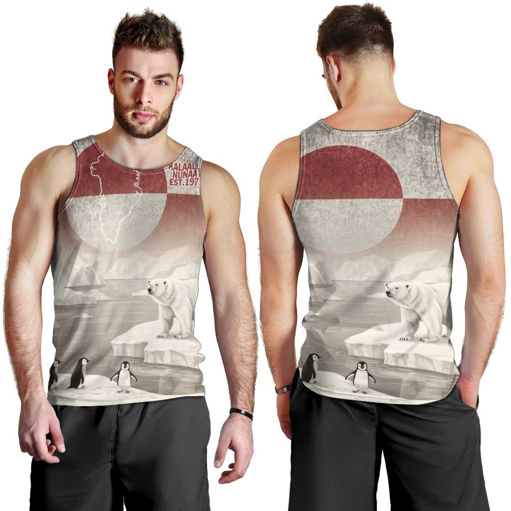 Greenland Flag Vintage Men Tank Top Greenlander Flag With Polar Bear