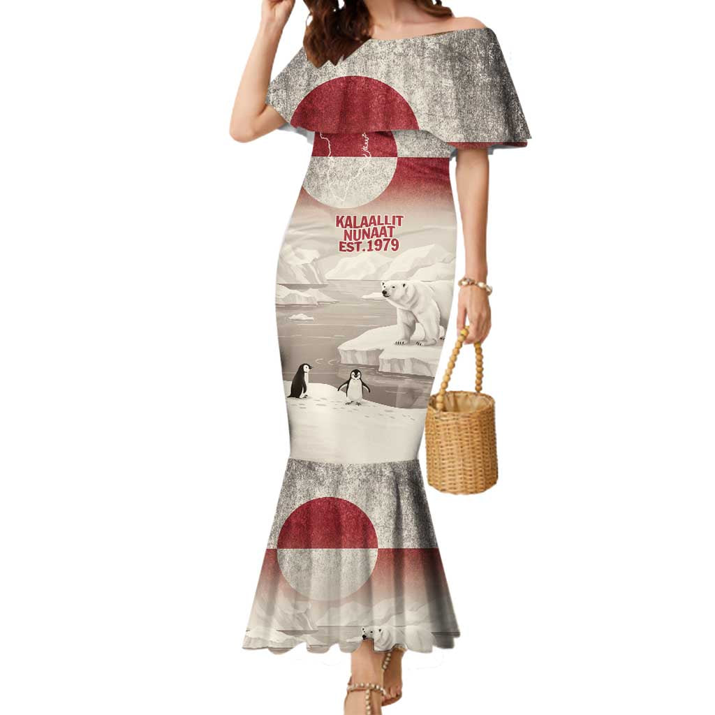 Greenland Flag Vintage Mermaid Dress Greenlander Flag With Polar Bear