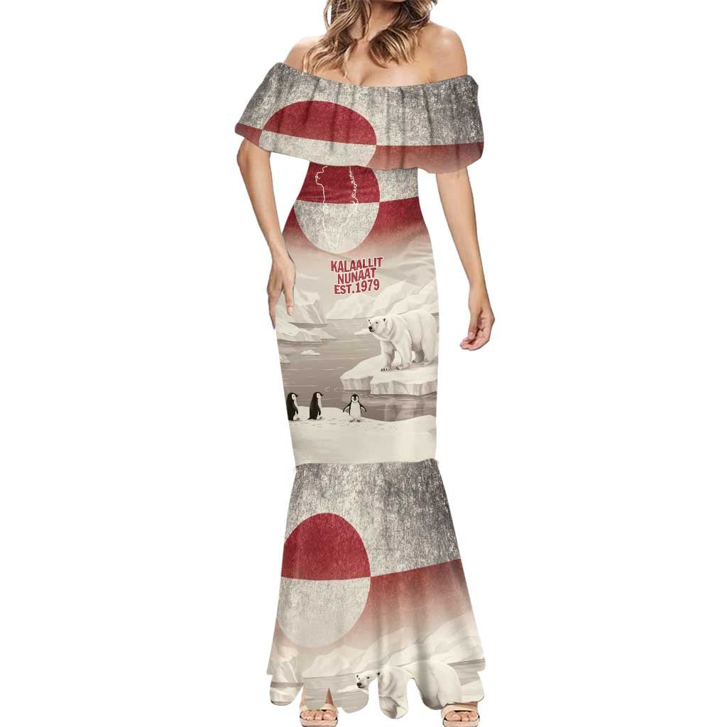 Greenland Flag Vintage Mermaid Dress Greenlander Flag With Polar Bear
