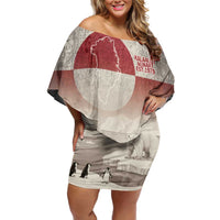 Greenland Flag Vintage Off Shoulder Short Dress Greenlander Flag With Polar Bear