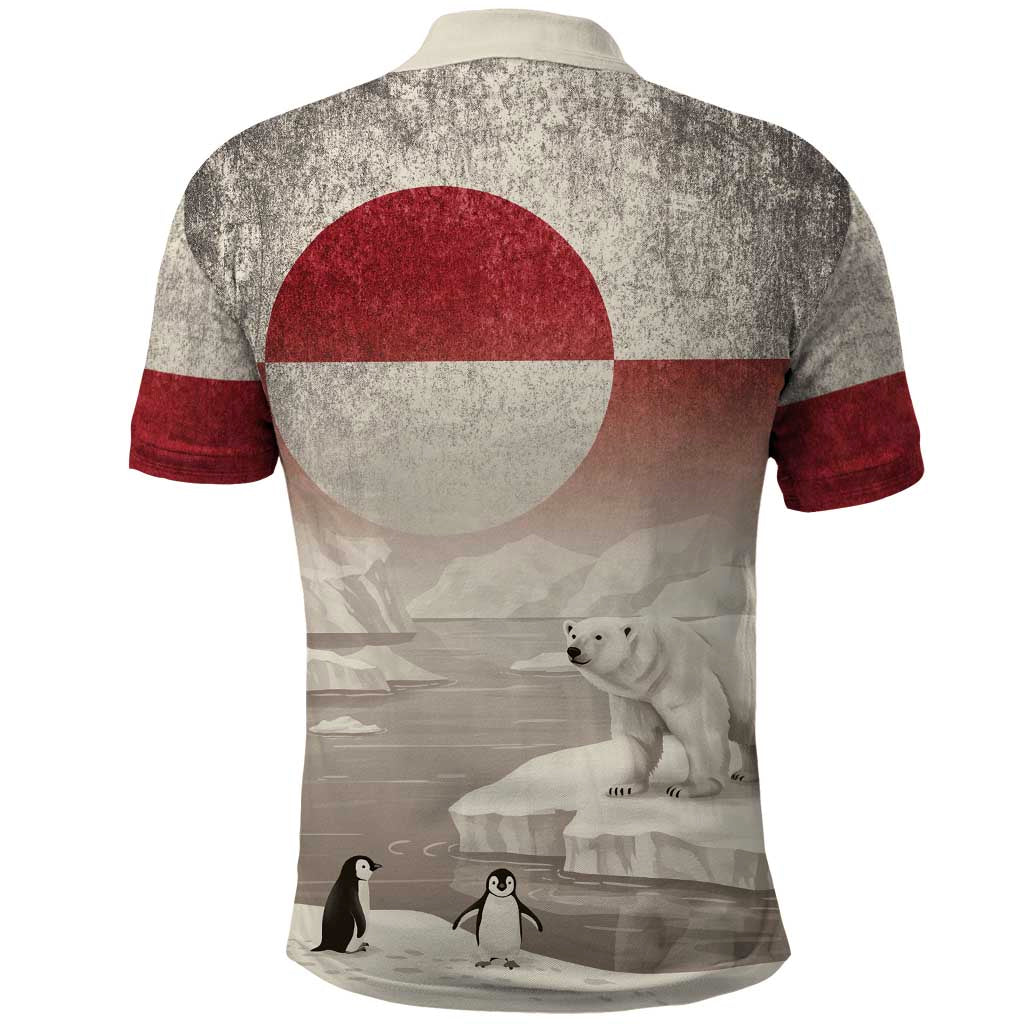 Greenland Flag Vintage Polo Shirt Greenlander Flag With Polar Bear