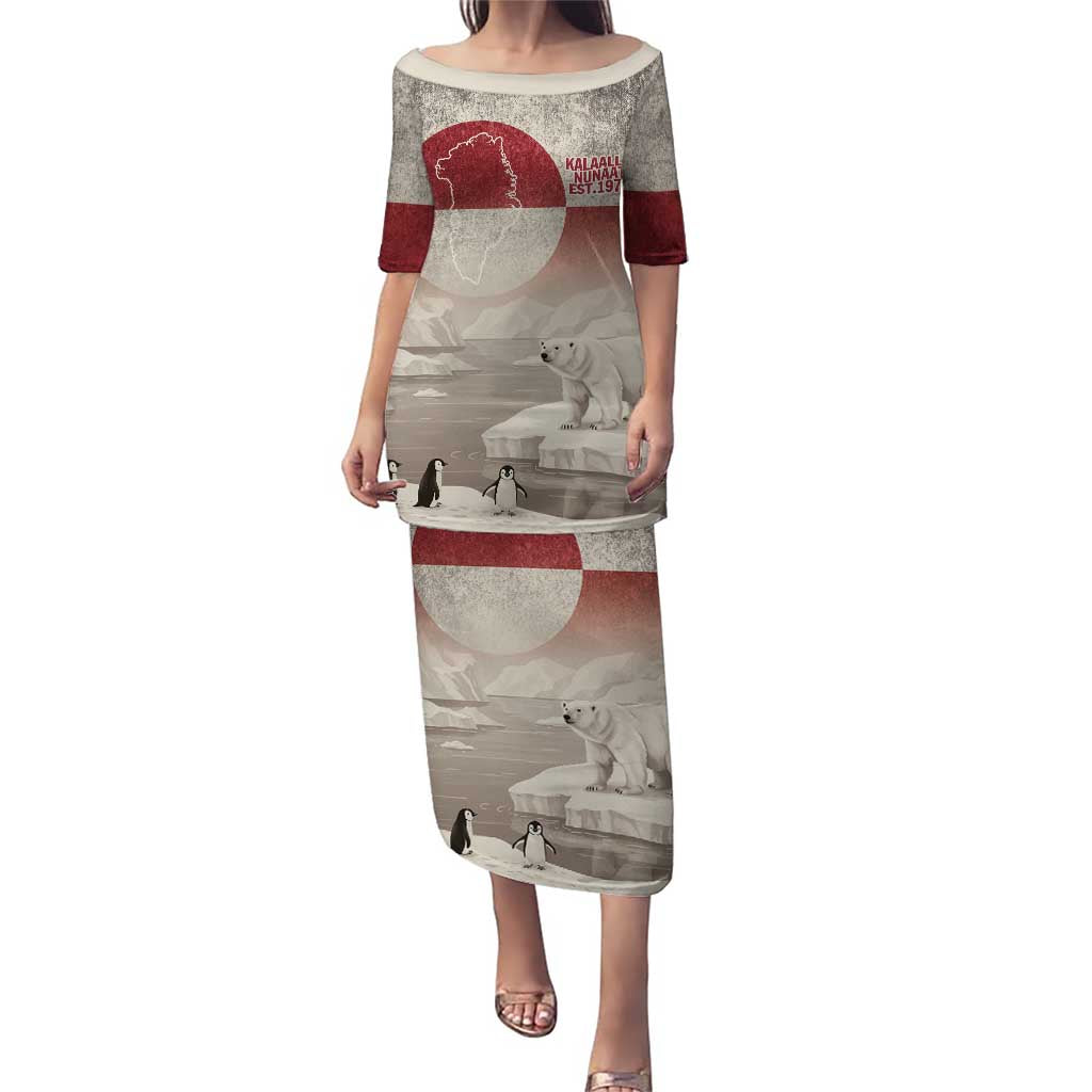 Greenland Flag Vintage Puletasi Greenlander Flag With Polar Bear