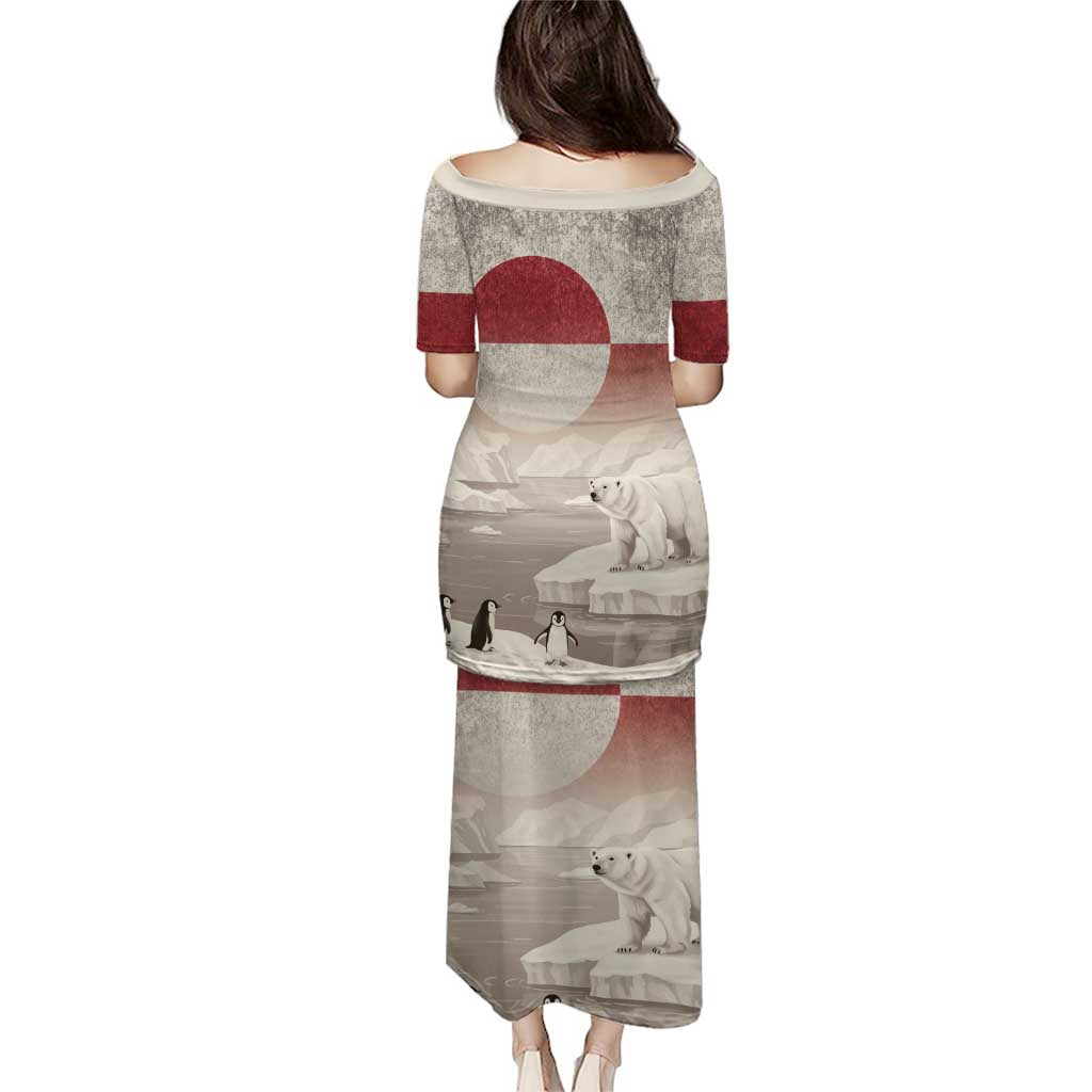 Greenland Flag Vintage Puletasi Greenlander Flag With Polar Bear