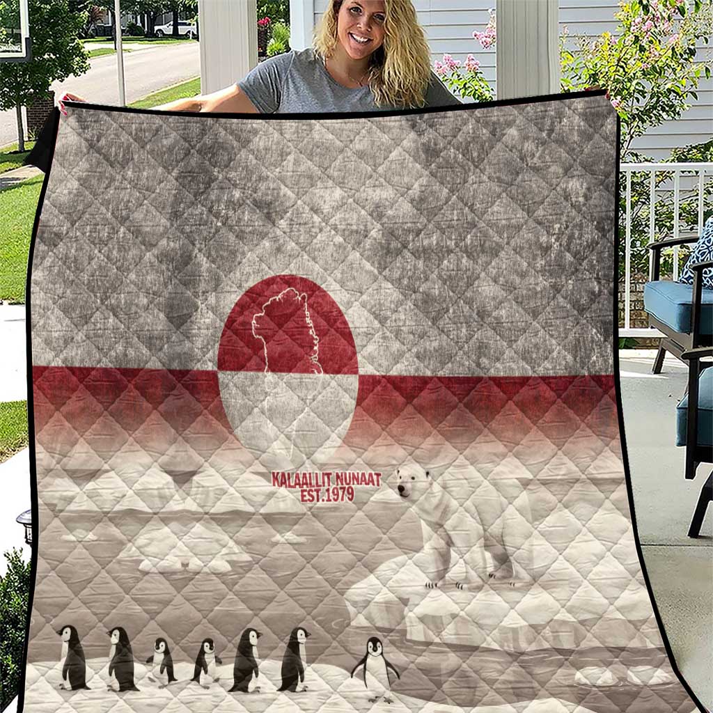 Greenland Flag Vintage Quilt Greenlander Flag With Polar Bear