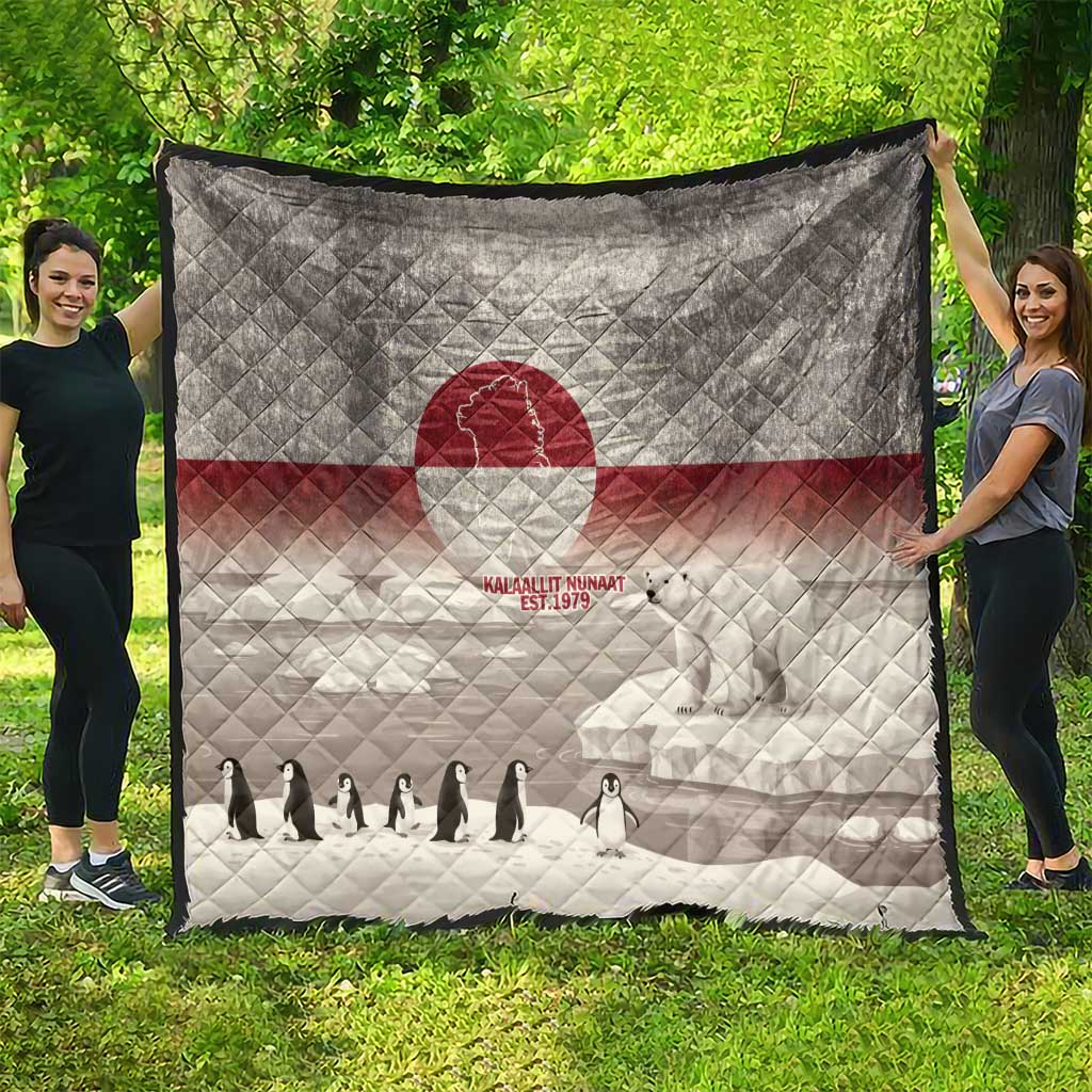 Greenland Flag Vintage Quilt Greenlander Flag With Polar Bear