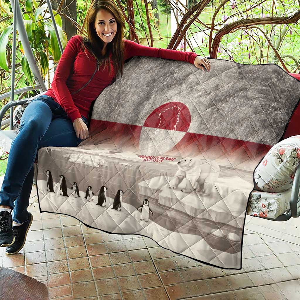 Greenland Flag Vintage Quilt Greenlander Flag With Polar Bear