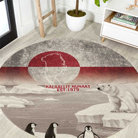 Greenland Flag Vintage Round Carpet Greenlander Flag With Polar Bear