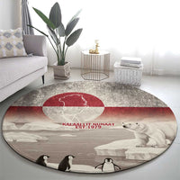 Greenland Flag Vintage Round Carpet Greenlander Flag With Polar Bear