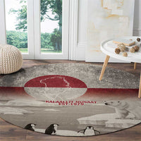 Greenland Flag Vintage Round Carpet Greenlander Flag With Polar Bear