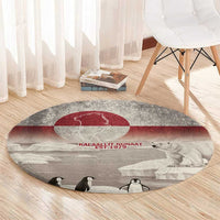 Greenland Flag Vintage Round Carpet Greenlander Flag With Polar Bear