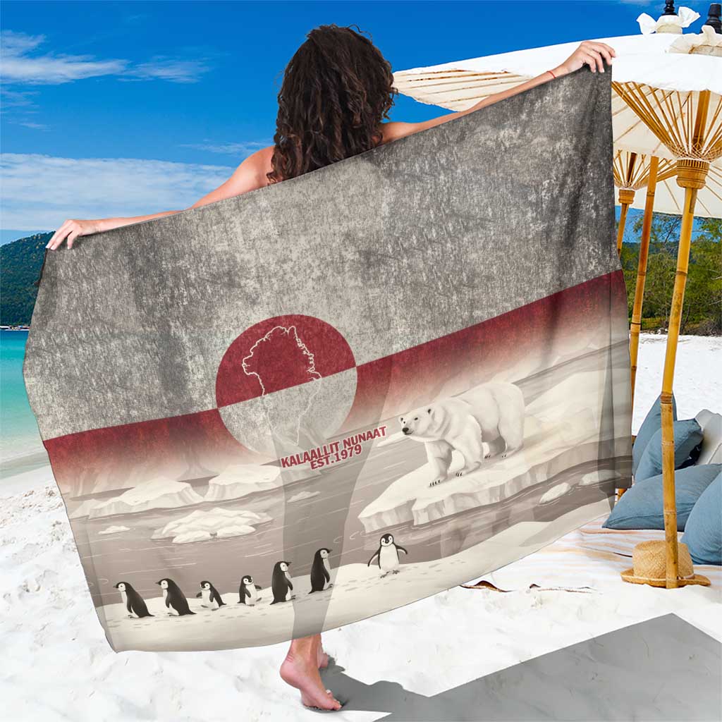 Greenland Flag Vintage Sarong Greenlander Flag With Polar Bear