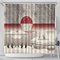 Greenland Flag Vintage Shower Curtain Greenlander Flag With Polar Bear