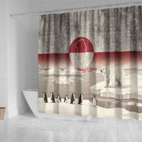 Greenland Flag Vintage Shower Curtain Greenlander Flag With Polar Bear