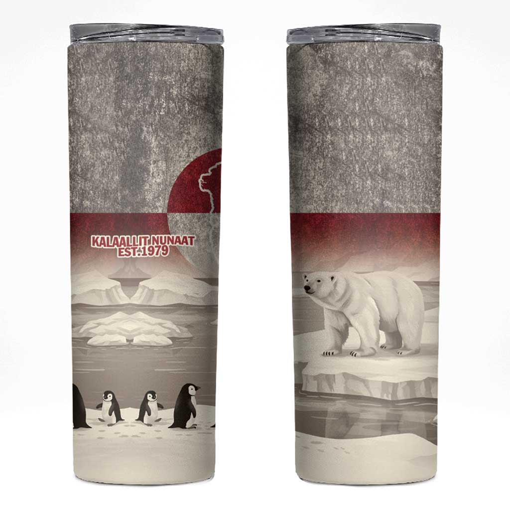 Greenland Flag Vintage Skinny Tumbler Greenlander Flag With Polar Bear